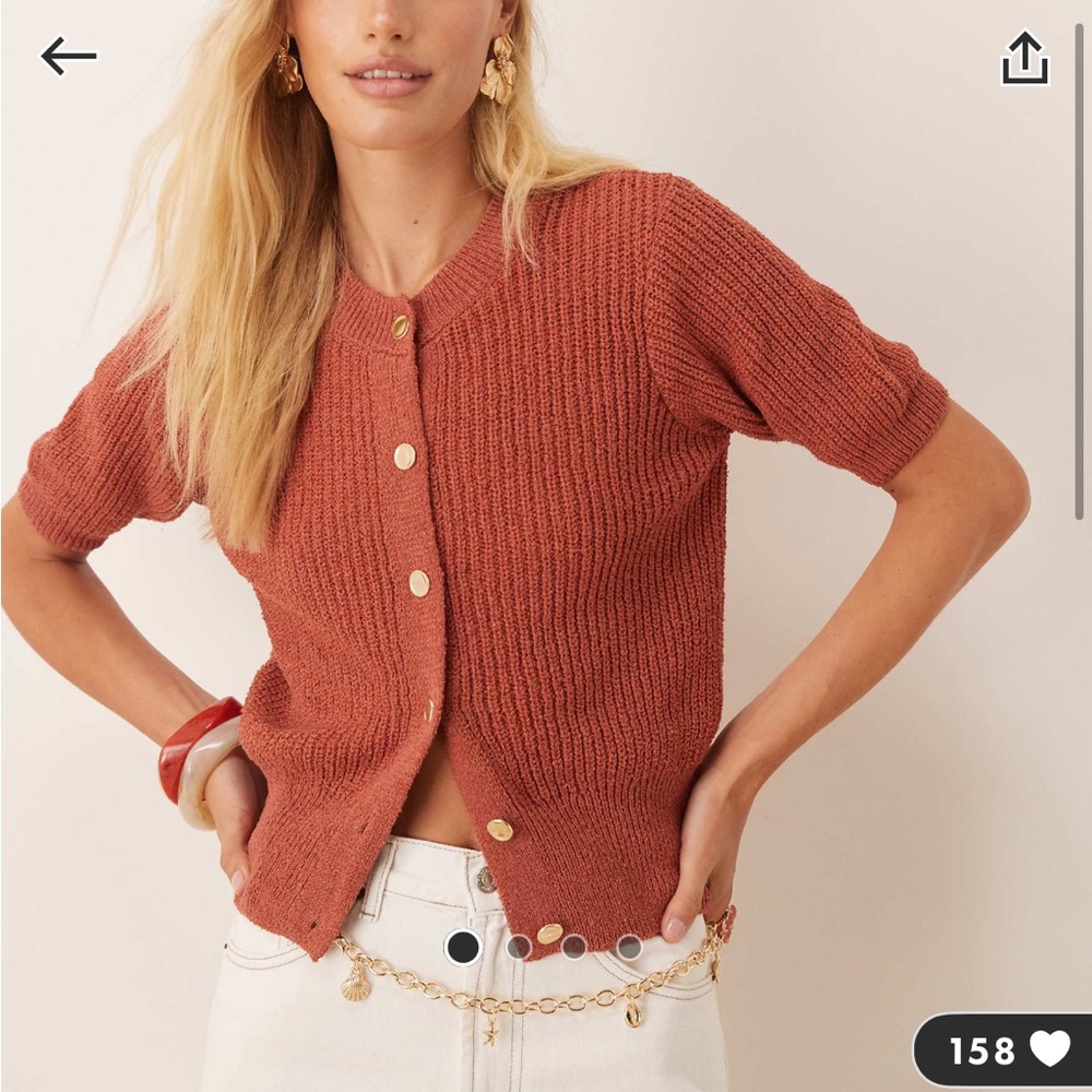 ASOS Burnt Orange button up short sleeve sweater